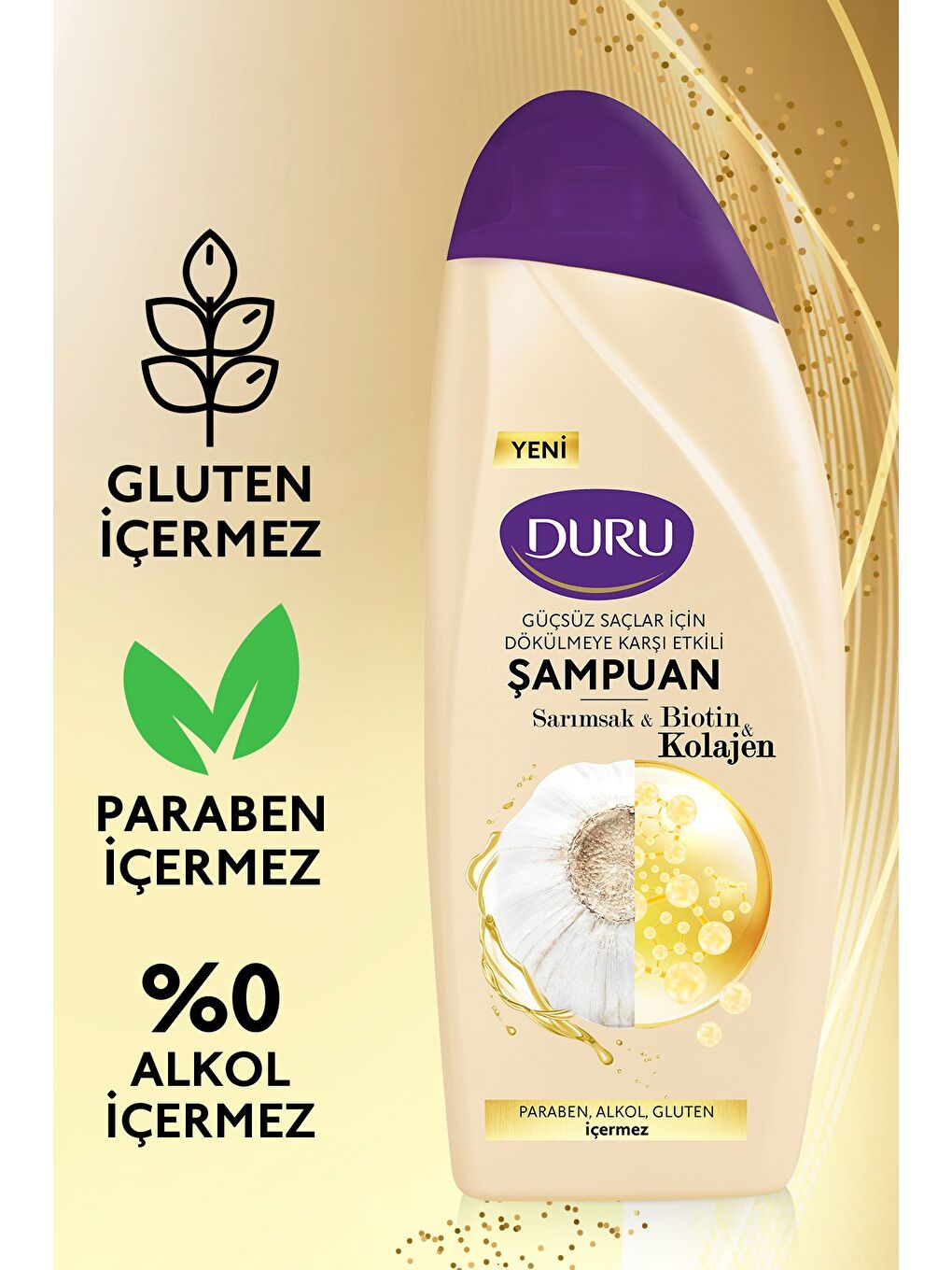 Duru Beyaz Sarımsak&Biotin&Kolajen Dökülmeye Karşı Etkili Şampuan 3x500 ml - 1