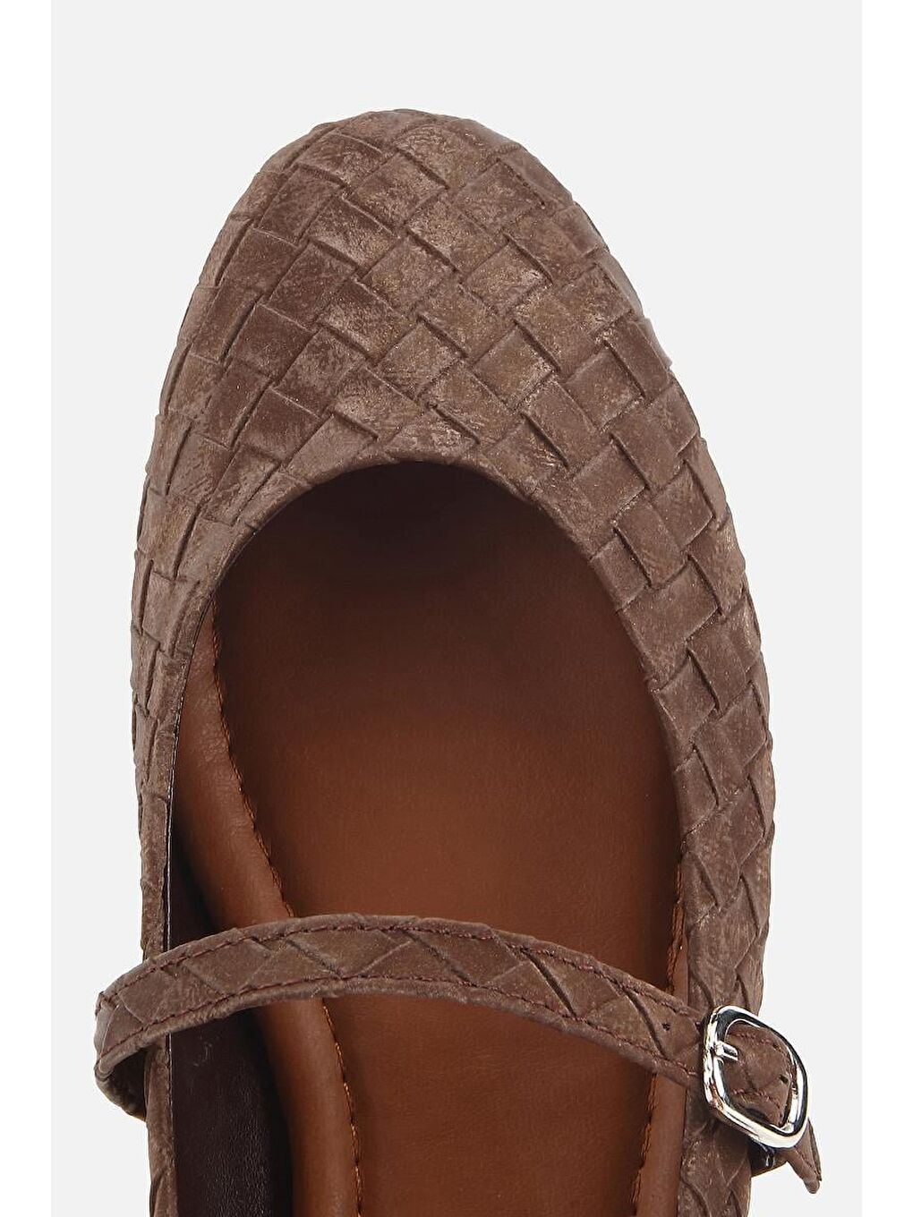 Kadın Kahverengi Örgü Detaylı Günlük Düz Tabanlı Babet-4