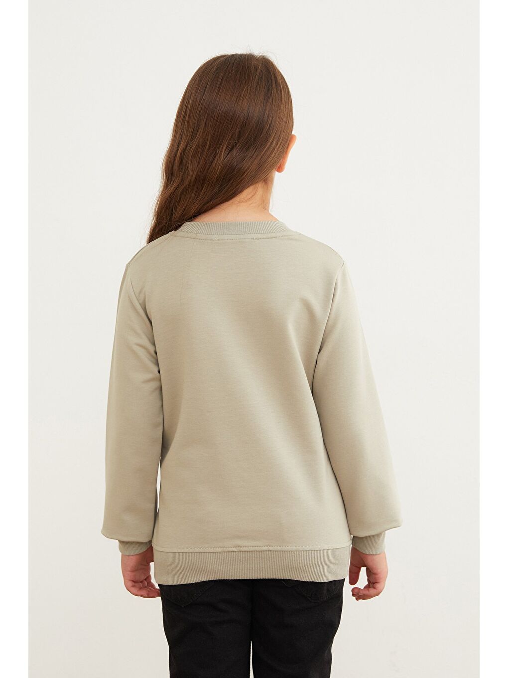 Turkuaz Beautiful Yazı Baskılı Kız Çocuk Sweatshirt-1