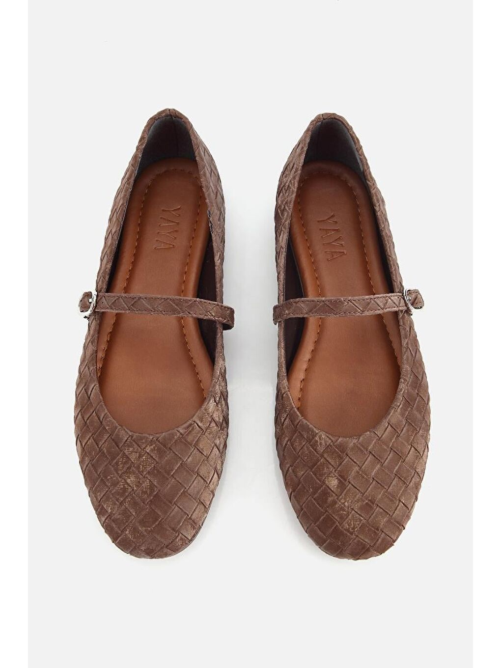 Kadın Kahverengi Örgü Detaylı Günlük Düz Tabanlı Babet-5