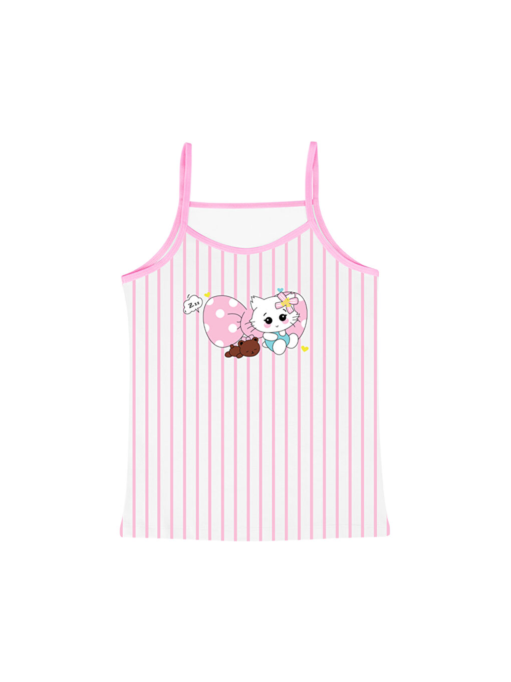 Karışık Kız Çocuk Baskılı Pamuklu Atlet 3'lü Paket-1