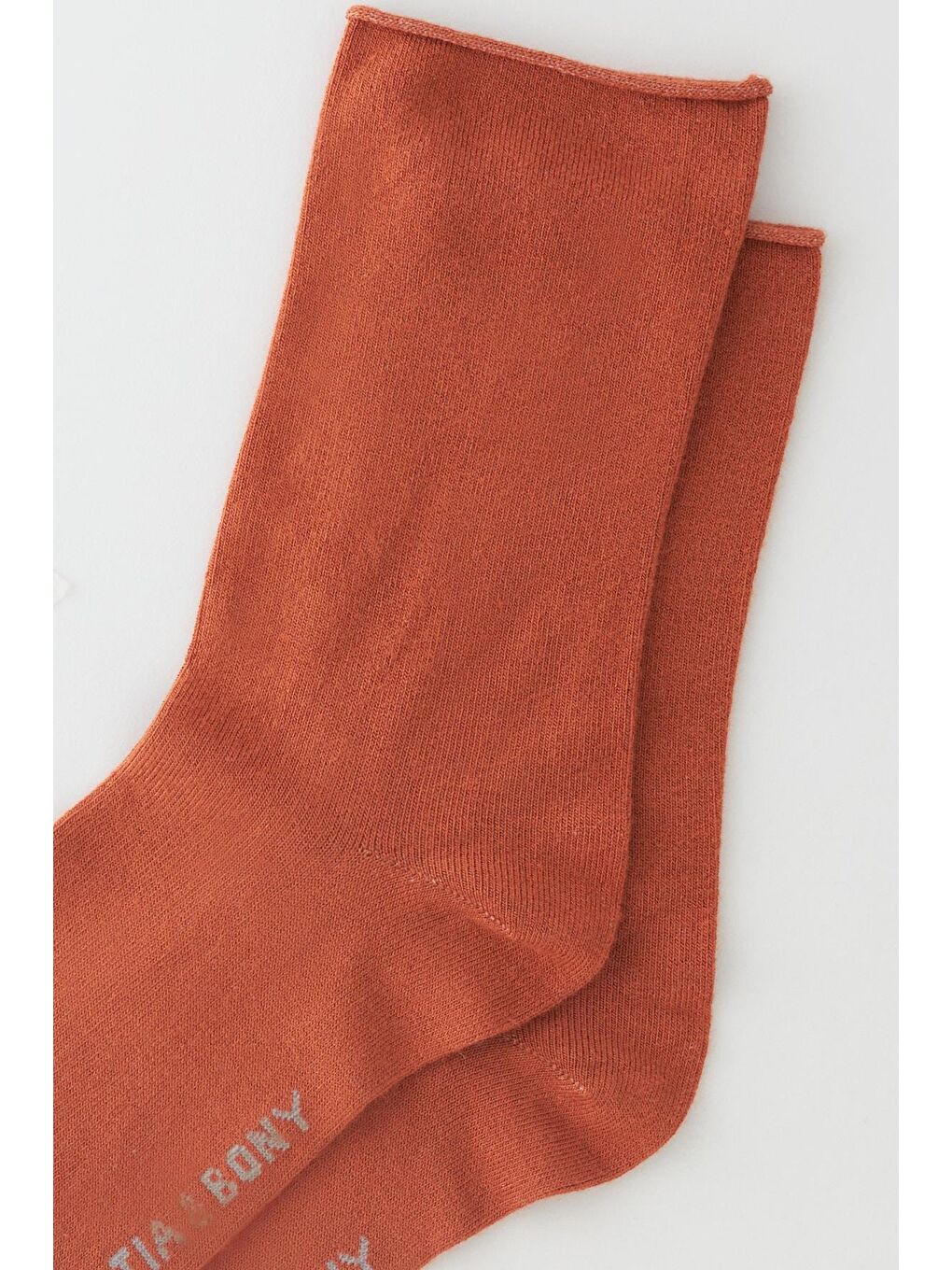 Kahverengi Kadın Kiremit Renkli Lastiksiz Modal Kumaş İnce Soket Çorap-1