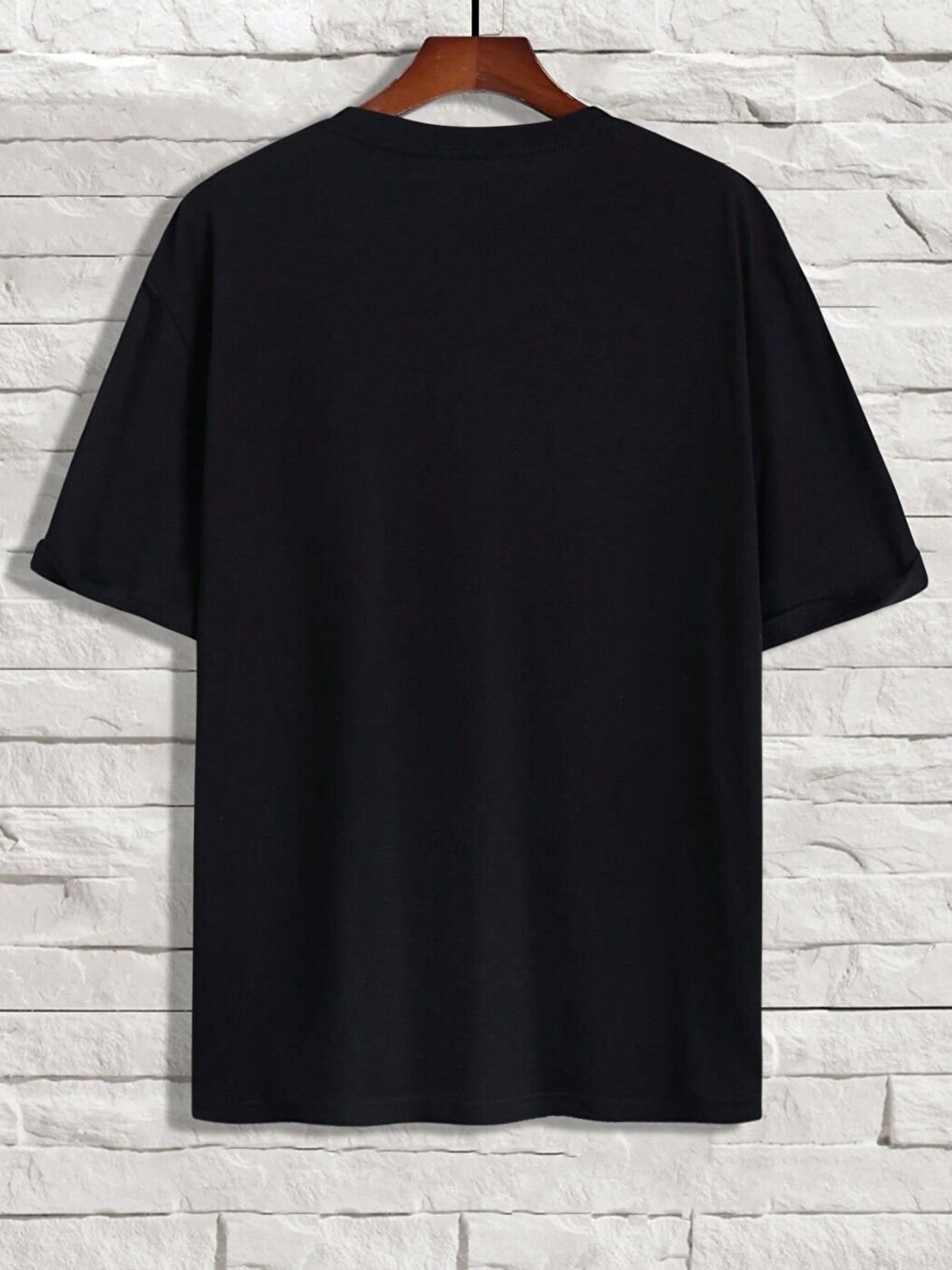 Erkek Siyah Black Baskı %100 Organik Pamuk Örme Oversize Tişört-1