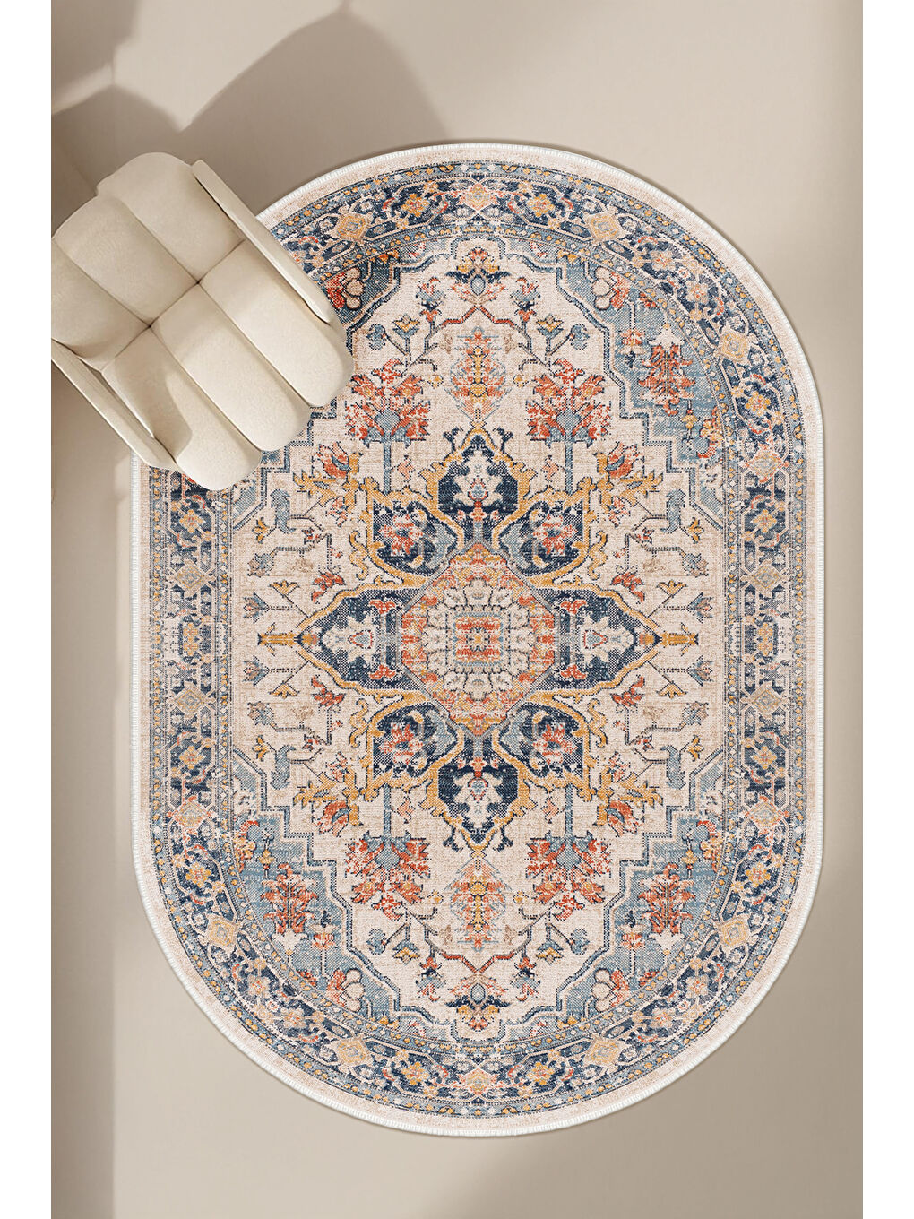 Turuncu Dekoratif Özel Tasarım Yıkanabilir,İnce, Kaymaz Tabanlı, Modern Halı-4