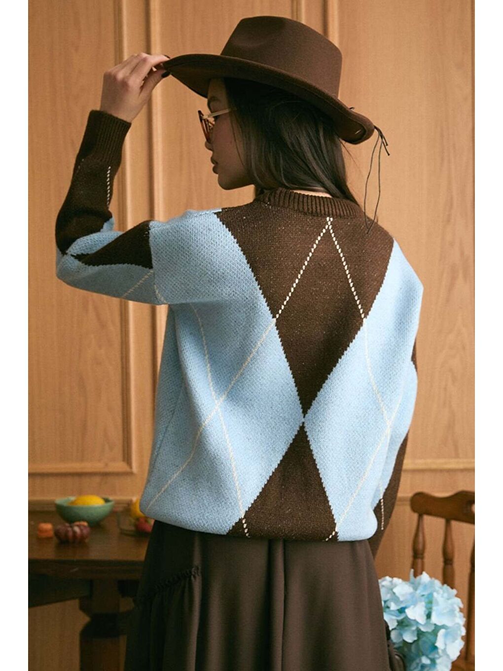 Bebe Mavisi Baklava Desen Triko Kazak-2