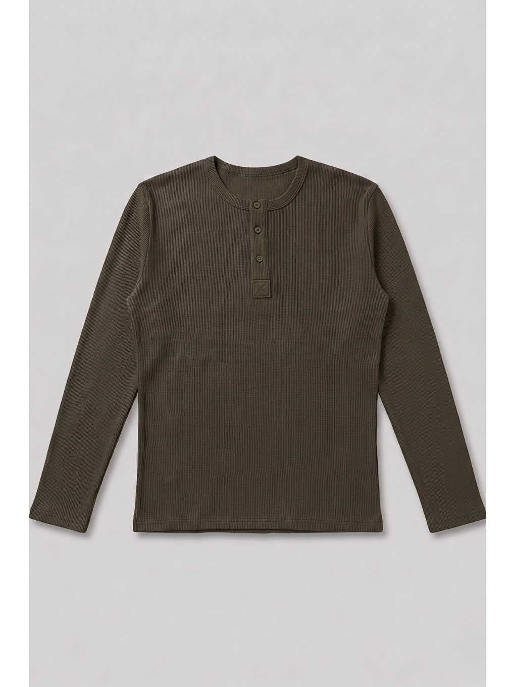 Erkek Haki Henley  T-Shirt