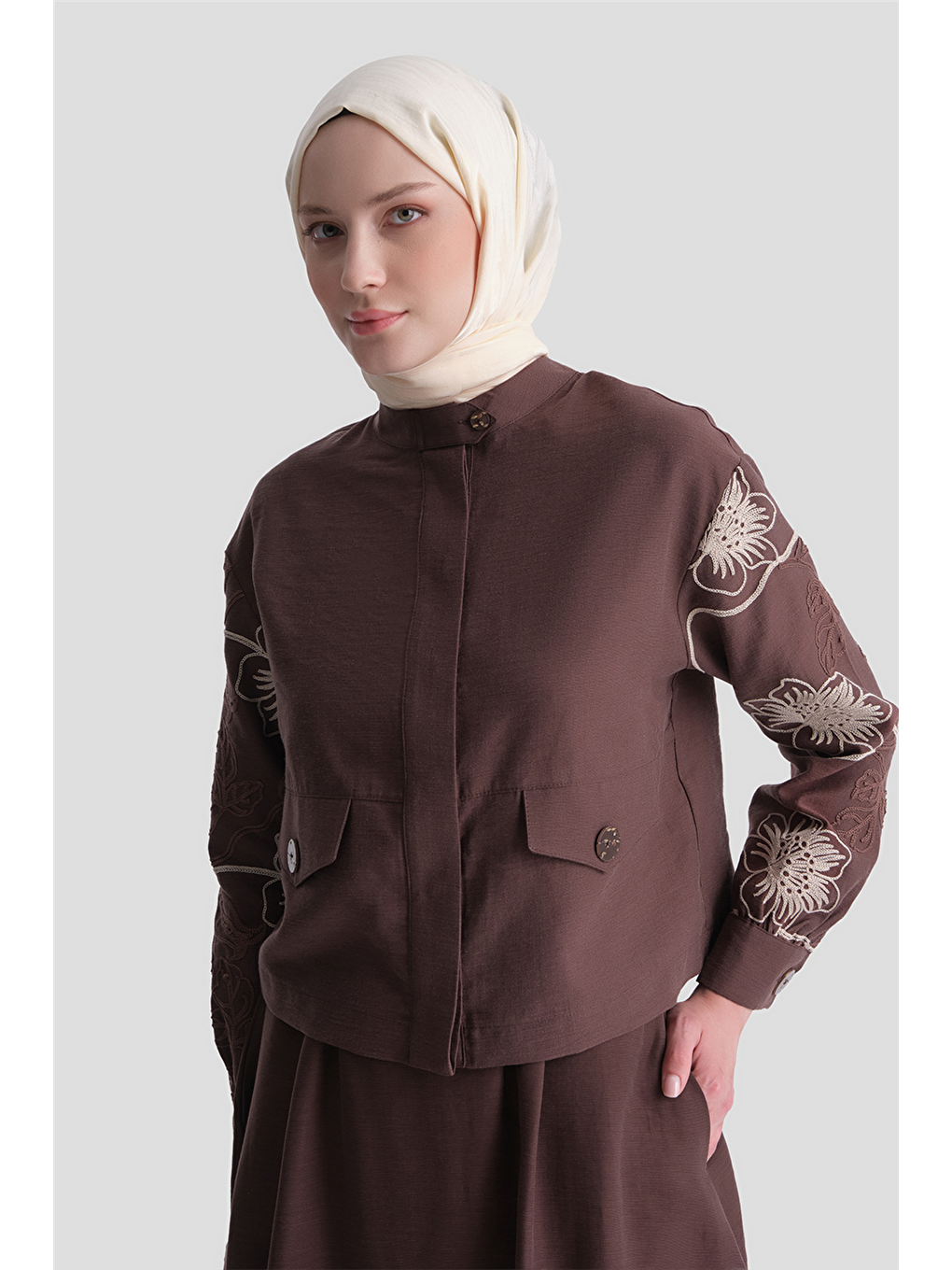 Kahverengi Brode Mixli Ceketli Takım Acı Kahve-2