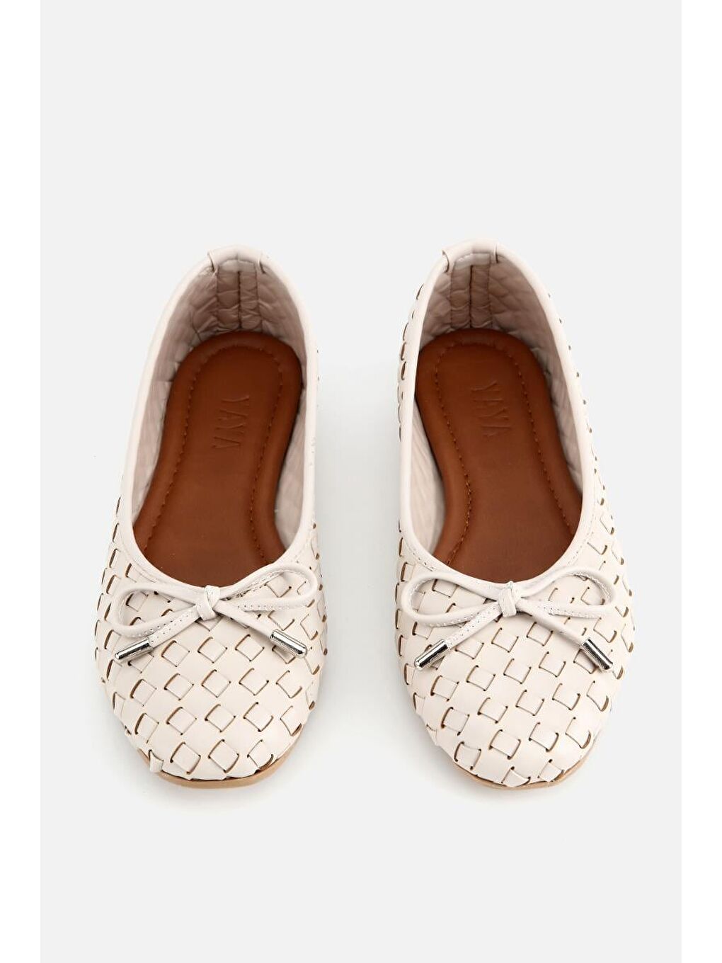 Kadın Bej Örgü Detaylı Günlük Düz Babet-5