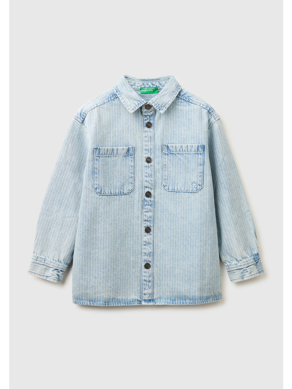 Karışık Erkek Çocuk Logo Nakışlı İki Cepli Denim Gömlek