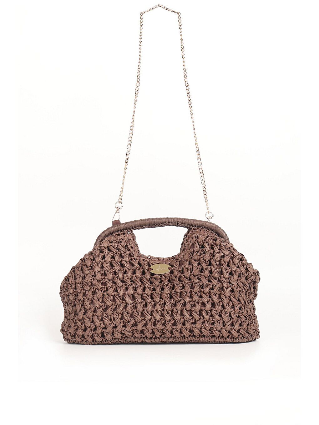 Zincir Detaylı Kahverengi Plaj El Çantası 1137