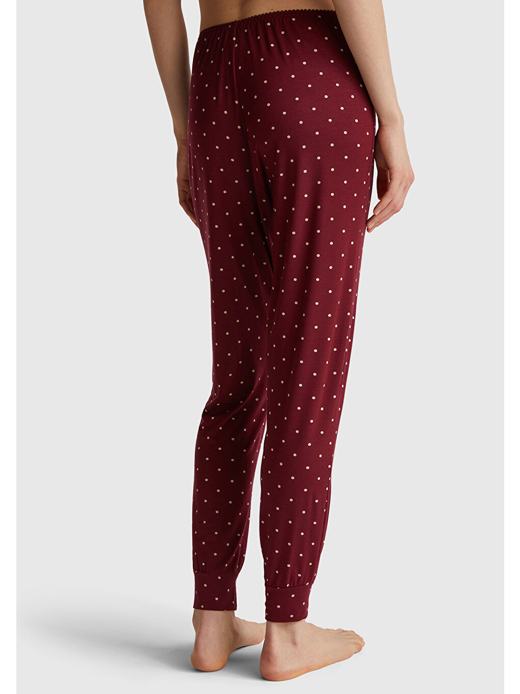 Kadın Bordo Viskoz Karışımlı Esnek Pijama Altı-2