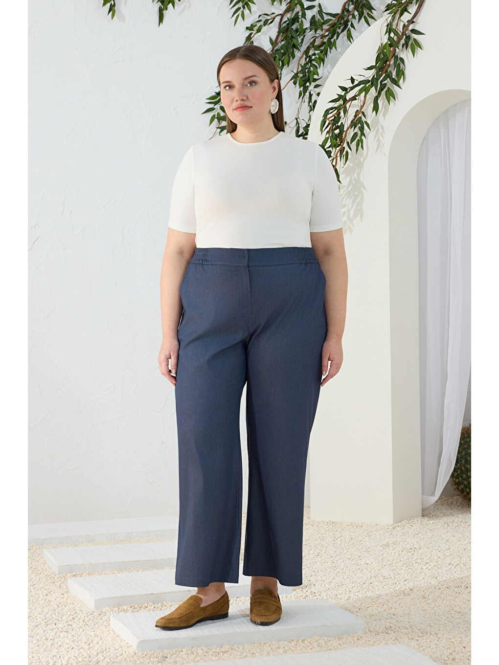 Lacivert Denim Görünümlü Pantolon-1
