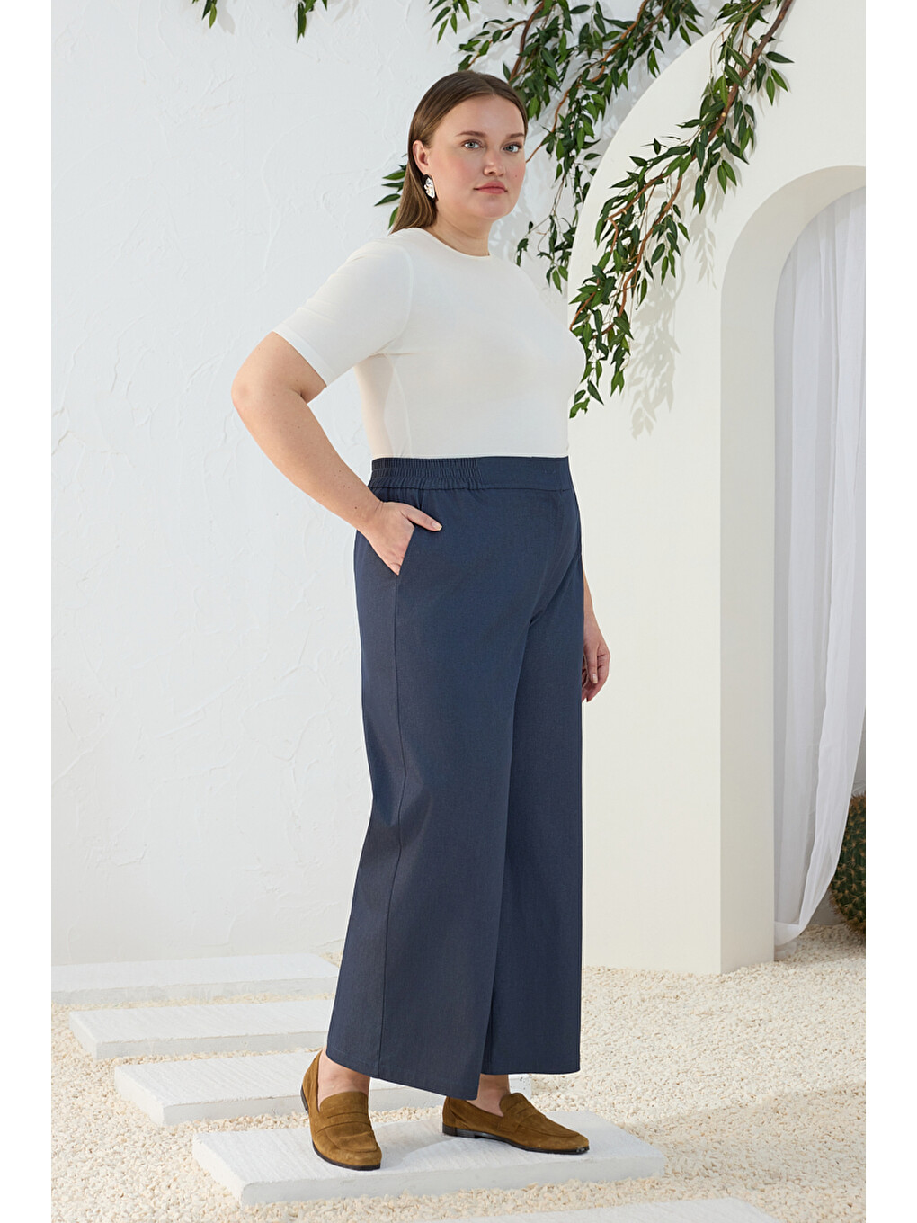Lacivert Denim Görünümlü Pantolon-2