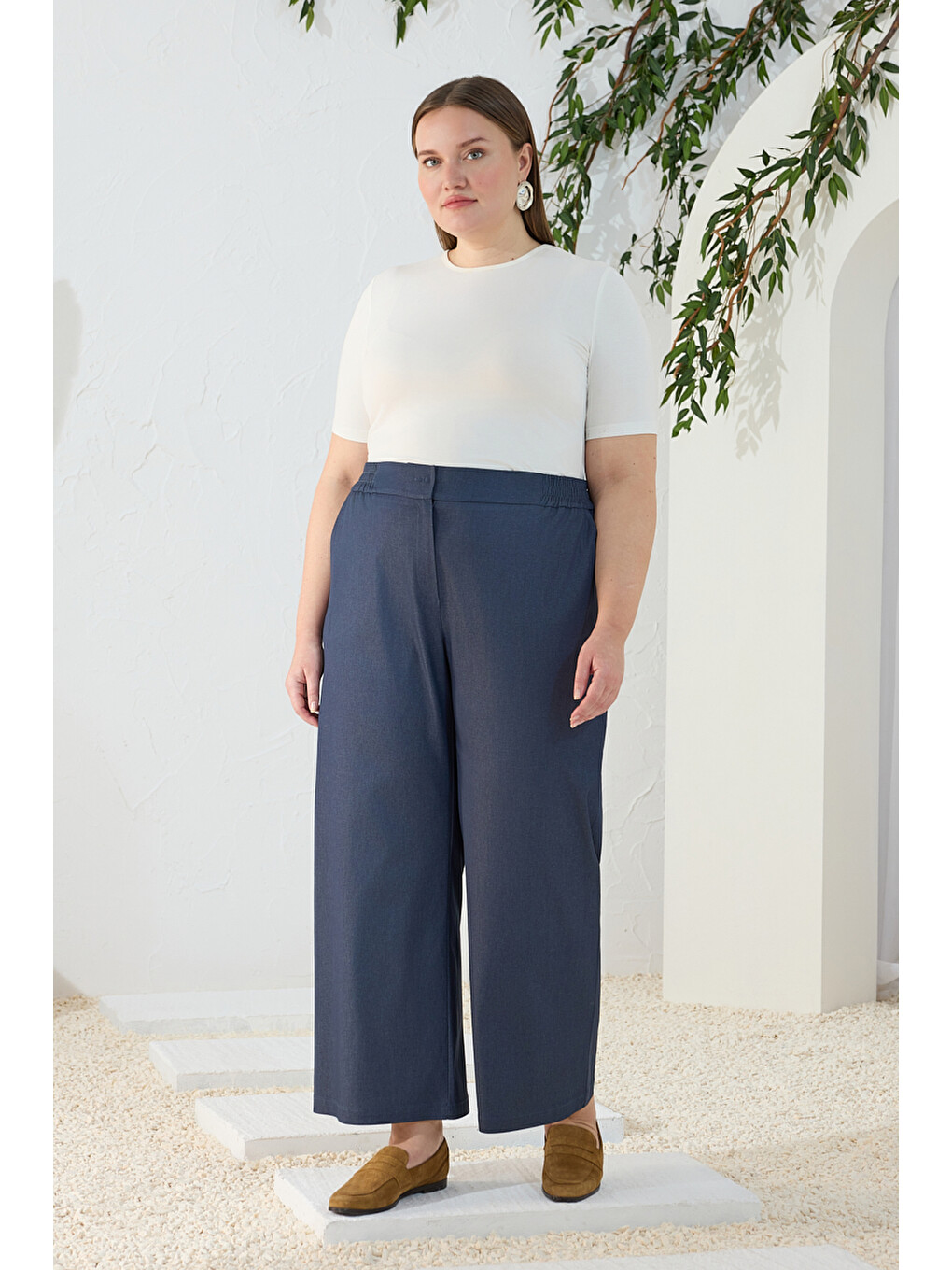Lacivert Denim Görünümlü Pantolon-3