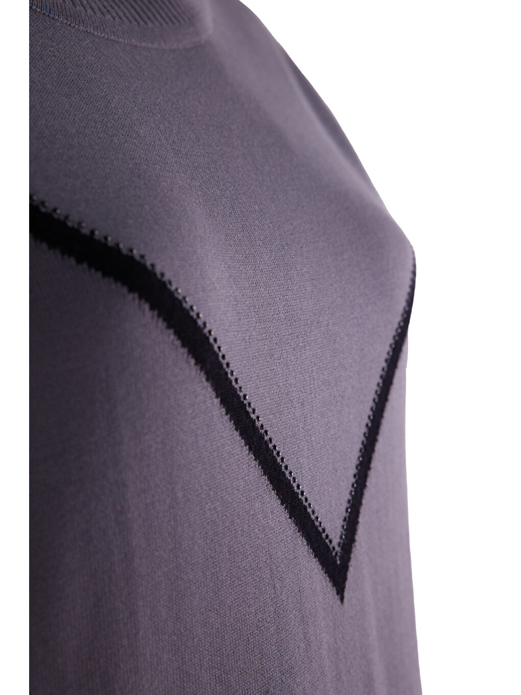 Gri Çizgili Triko Bluz-1