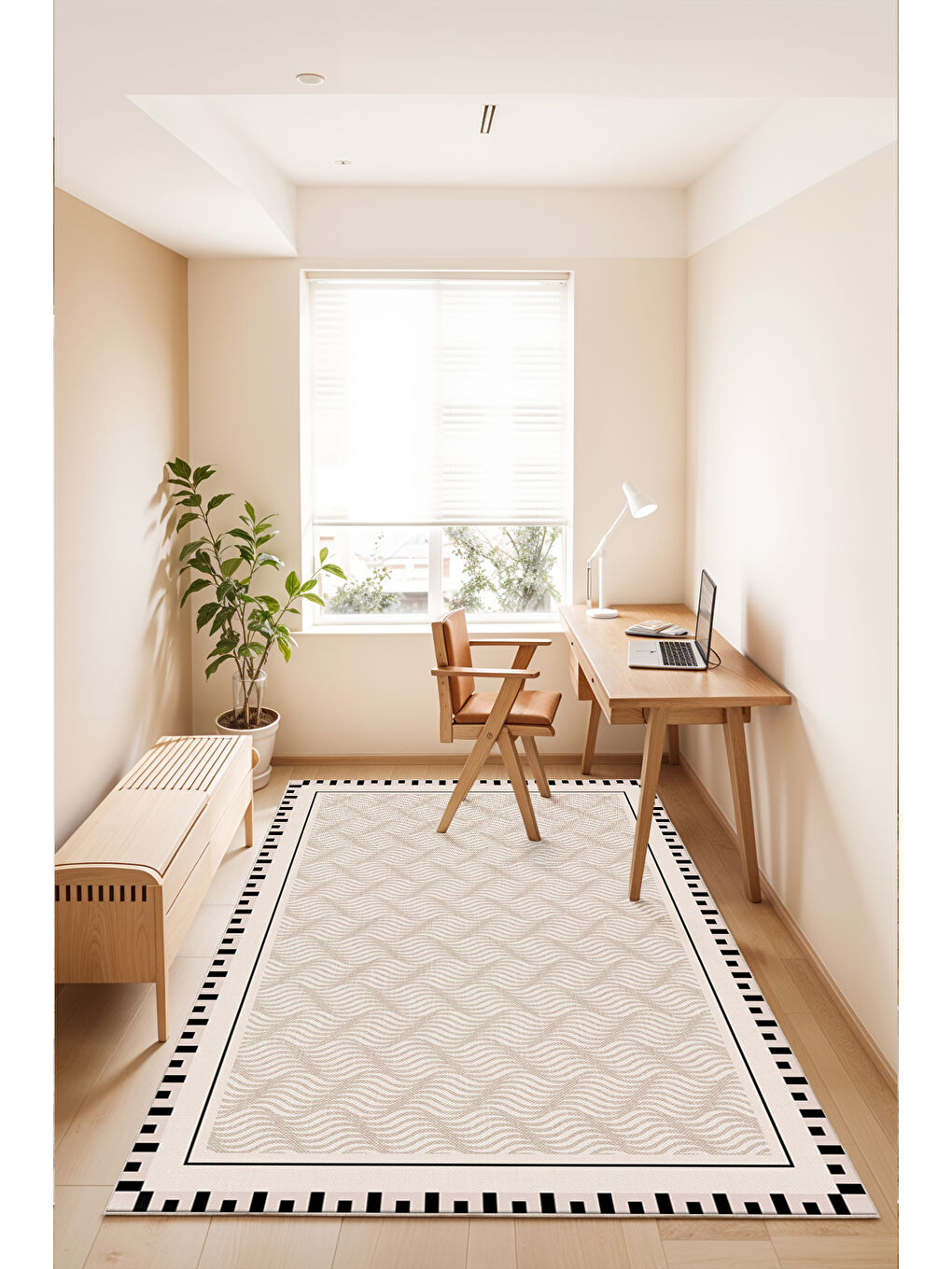 Ekru Dekoratif Soft Modern Kaymaz Yıkanabilir Salon Halısı Mutfak Halısı Koridor Halısı Yolluk-1