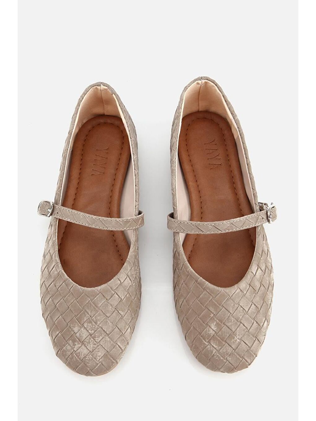 Bej Kadın Vizon Örgü Detaylı Günlük Düz Tabanlı Babet-5