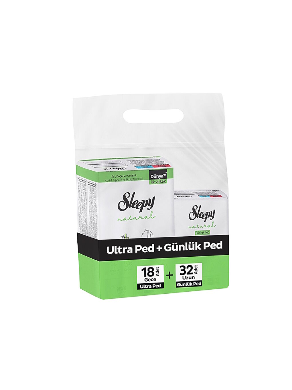 Sleepy Natural Ultra Ped Gece 18 Adet + Günlük Ped Uzun 32 Adet Avantaj Paketi