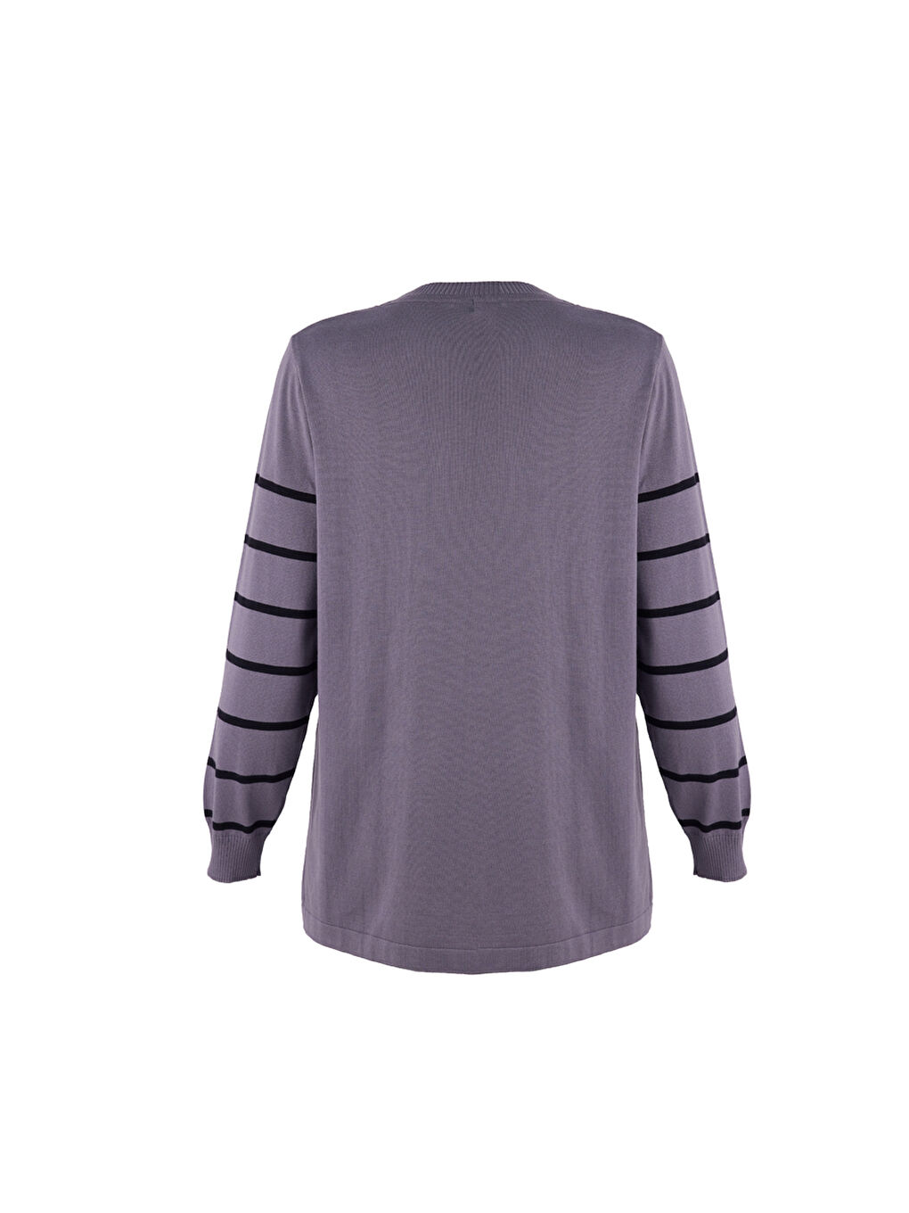 Gri Çizgili Triko Bluz-2