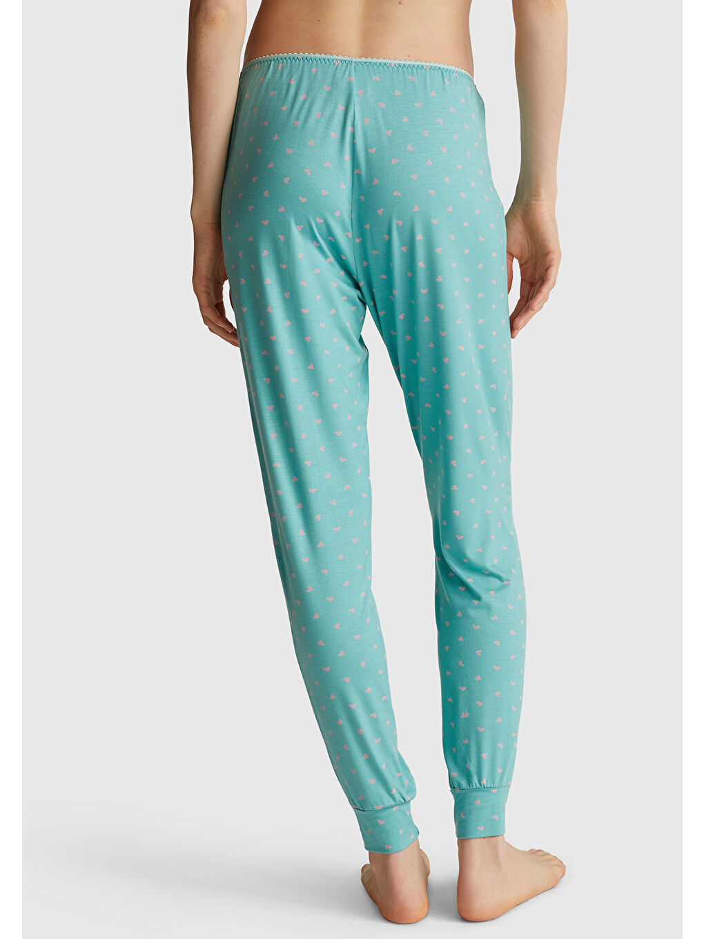 Kadın Turkuaz Viskoz Karışımlı Esnek Pijama Altı-2