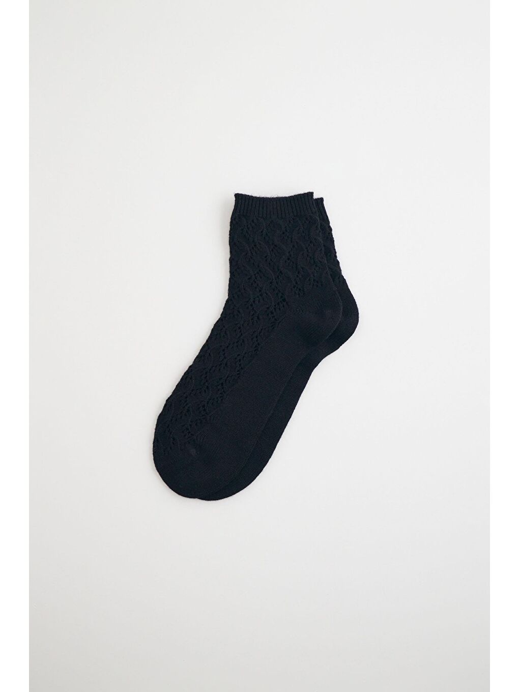 Kadın Premium Desenli Triko Soket Çorap Siyah
