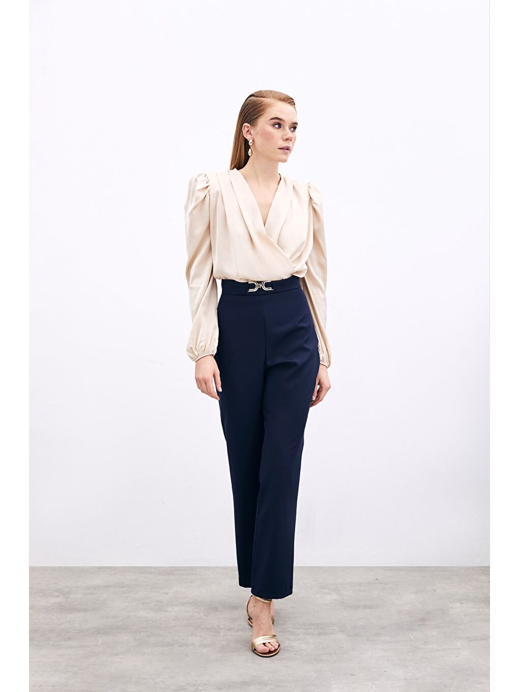 Aksesuar Detaylı Pantolon - Lacivert-1