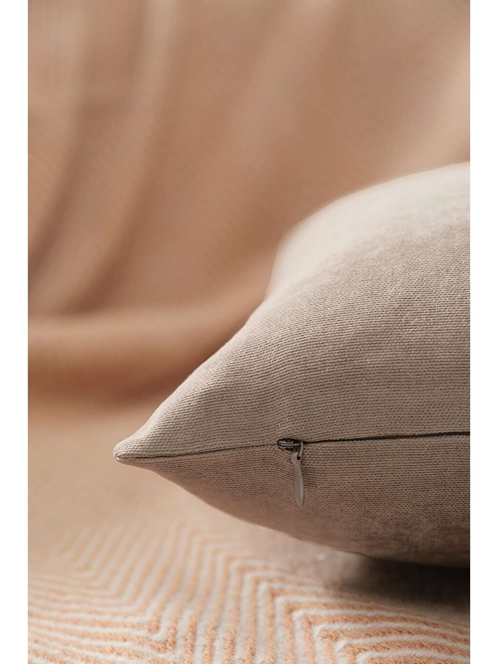 Panoroma Süet Dokulu Düz Punch (Panç) İçin Uygun Kahverengi 40x40 Dekoratif Kırlent Kılıfı-2