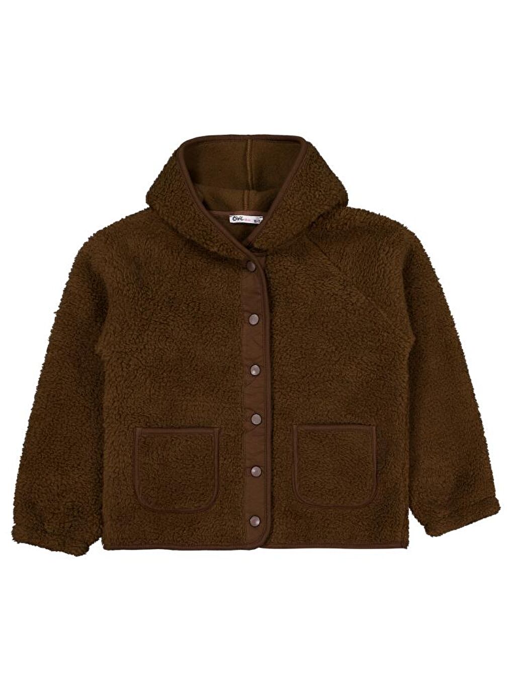 Kahverengi Girls Pelüş Detaylı 10-13 Yaş Hırka-1