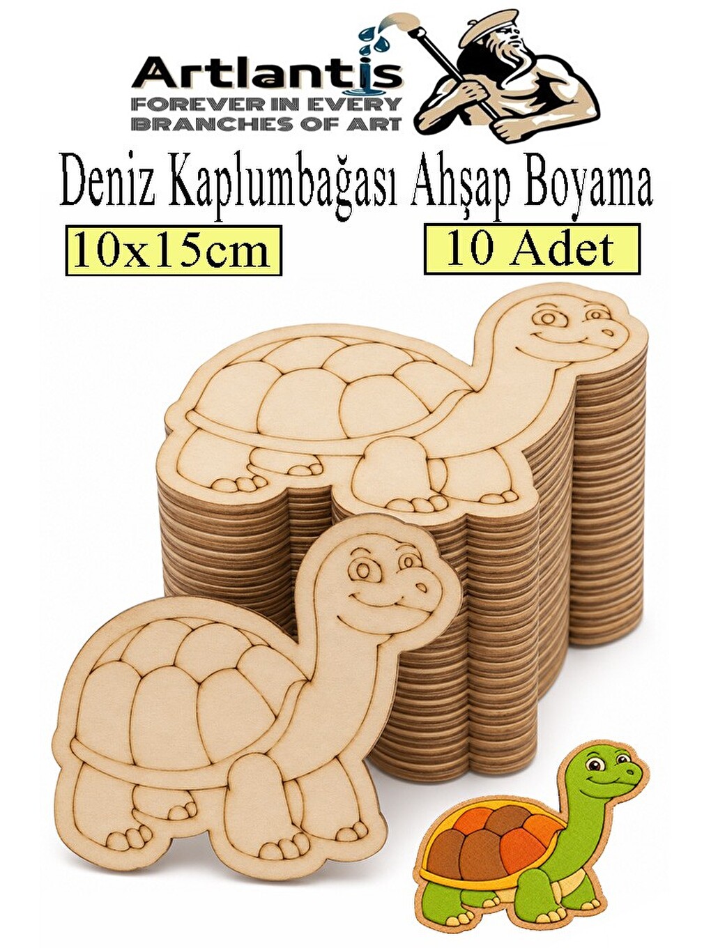 Ahşap Boyama Deniz Canlıları 10 Adet 10x15cm Boyama Figürü Etkinlik Çoçuk Gelişim Motor Beceri Kreş