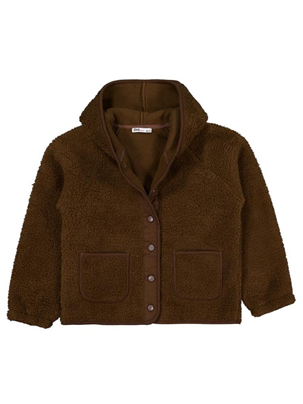 Kahverengi Girls Pelüş Detaylı 10-13 Yaş Hırka-2