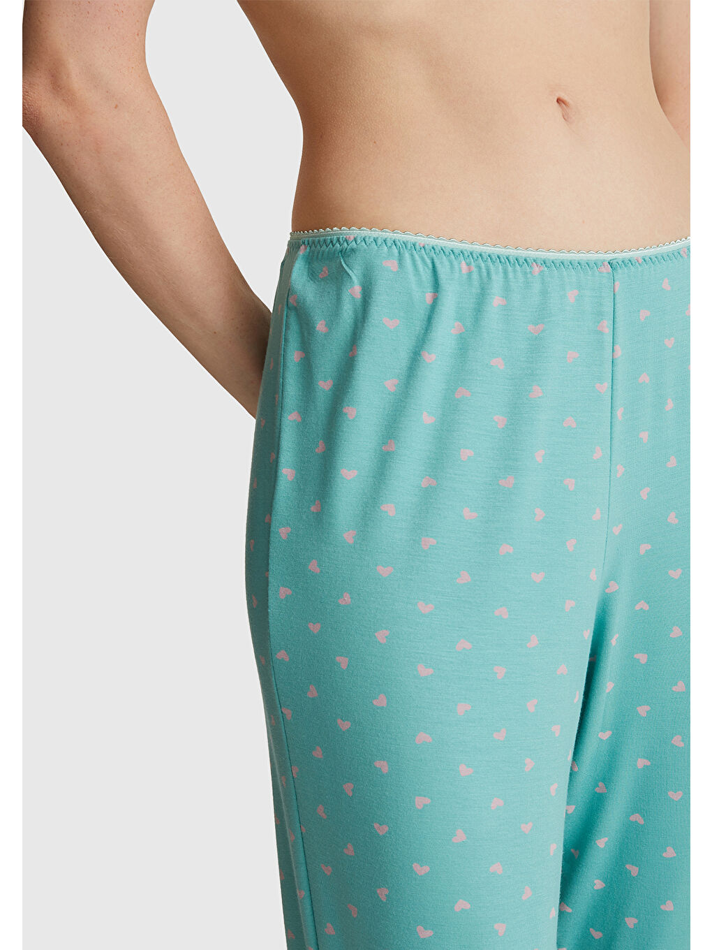 Kadın Turkuaz Viskoz Karışımlı Esnek Pijama Altı-5