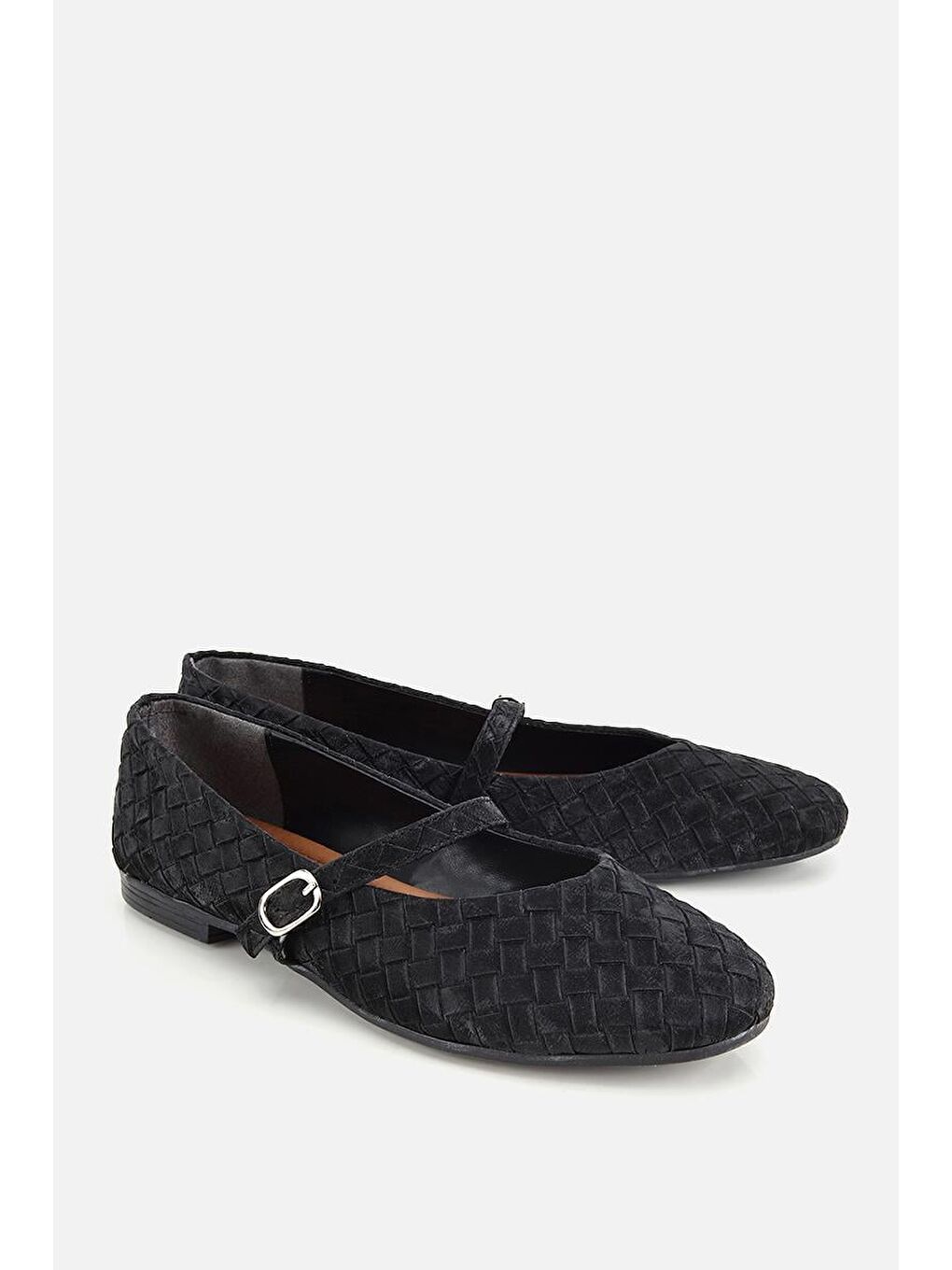 Kadın Siyah Örgü Detaylı Günlük Düz Tabanlı Babet-1