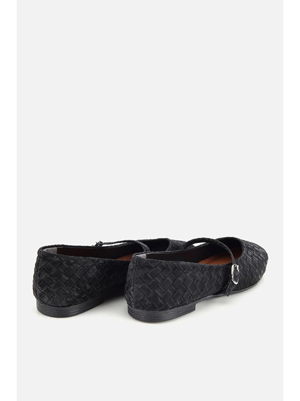 Kadın Siyah Örgü Detaylı Günlük Düz Tabanlı Babet-3