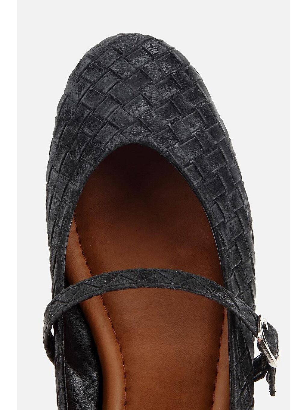 Kadın Siyah Örgü Detaylı Günlük Düz Tabanlı Babet-4