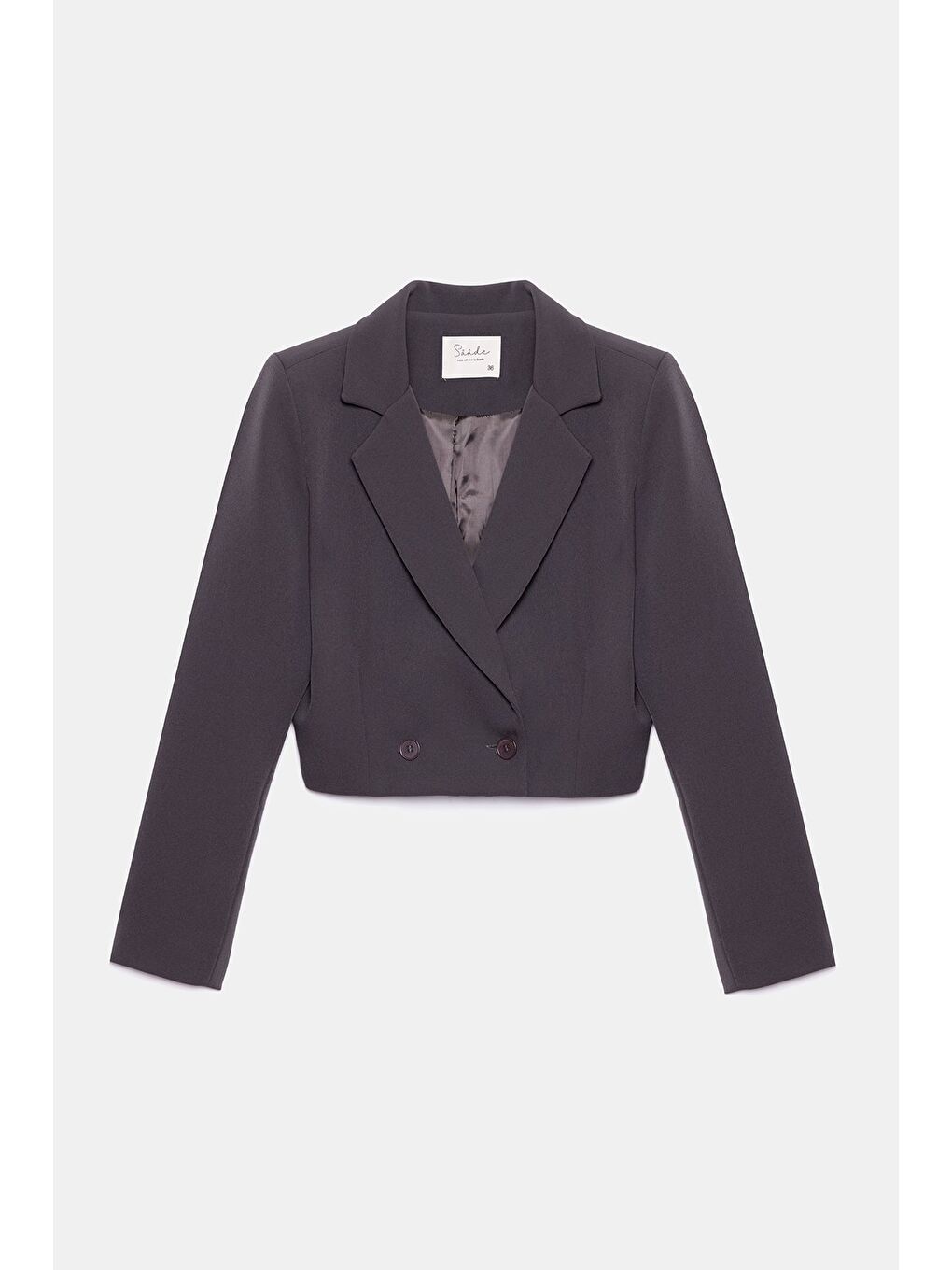 Acı Kahverengi Kadın Regular Fit Kruvaze Kapama Dokuma Crop Blazer Ceket -Şık & Spor