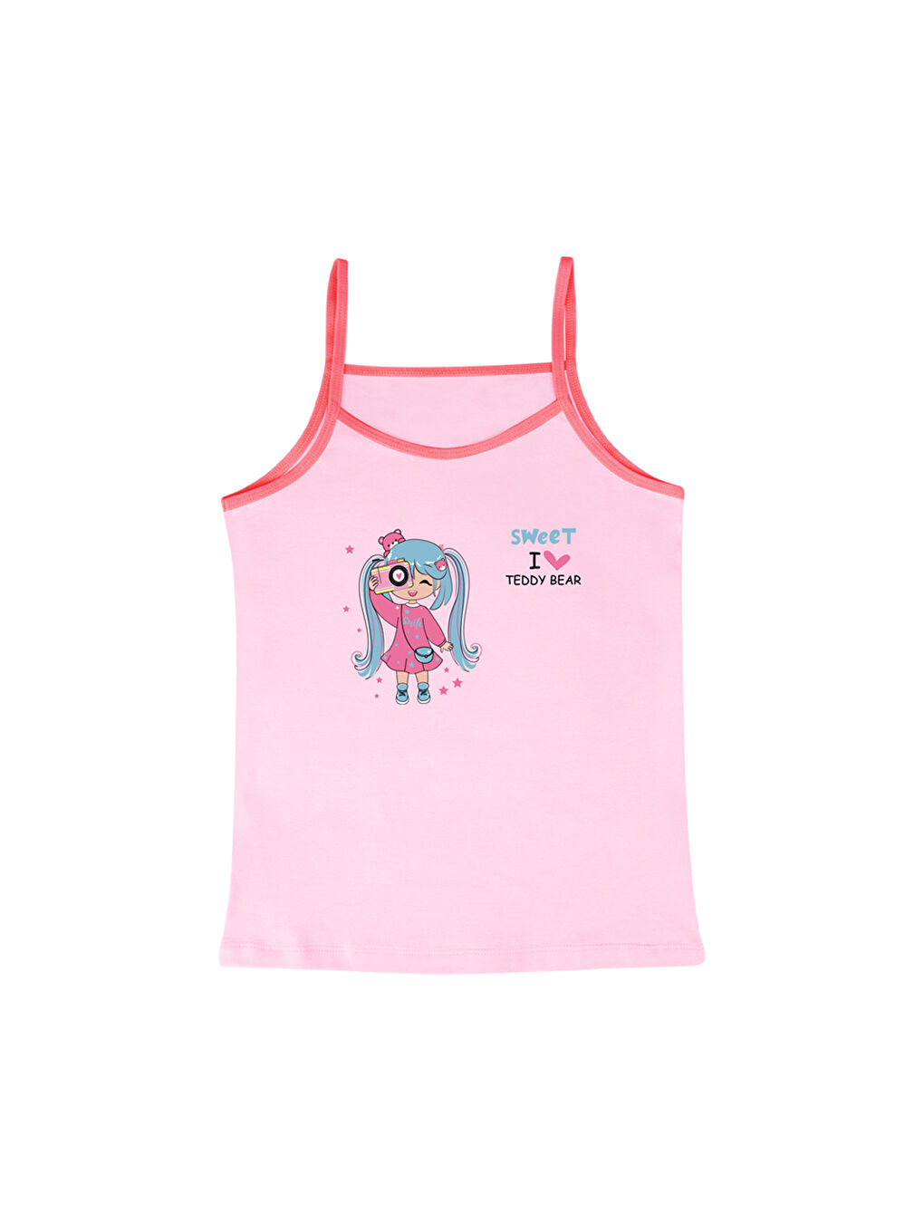 Karışık Kız Çocuk Baskılı Pamuklu Atlet 3'lü Paket-2