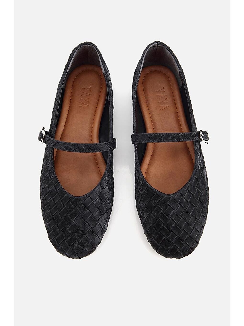 Kadın Siyah Örgü Detaylı Günlük Düz Tabanlı Babet-5