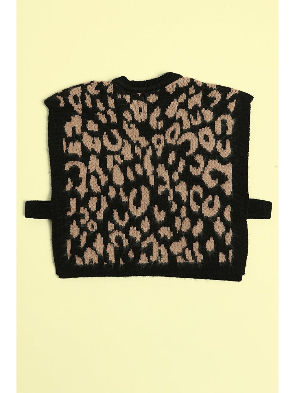 Gri Leopar Desenli Fiyonklu Kız Çocuk Triko Süveter-4