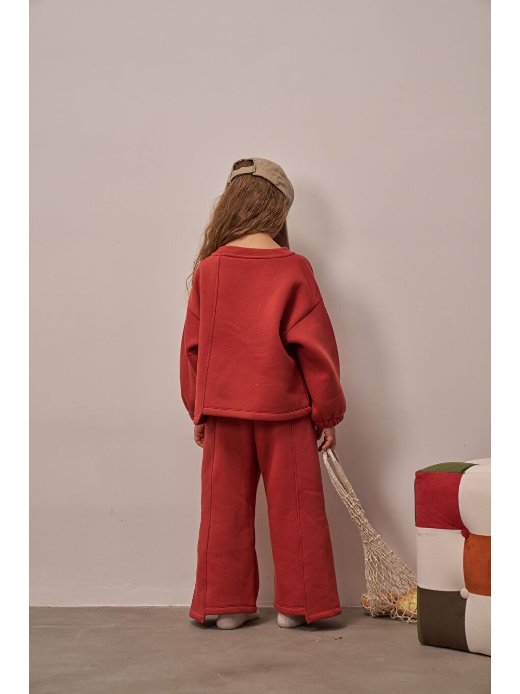 Kahverengi Kiremit Omuz Nakışlı Asimetrik Detaylı Alt Üst Takım-6