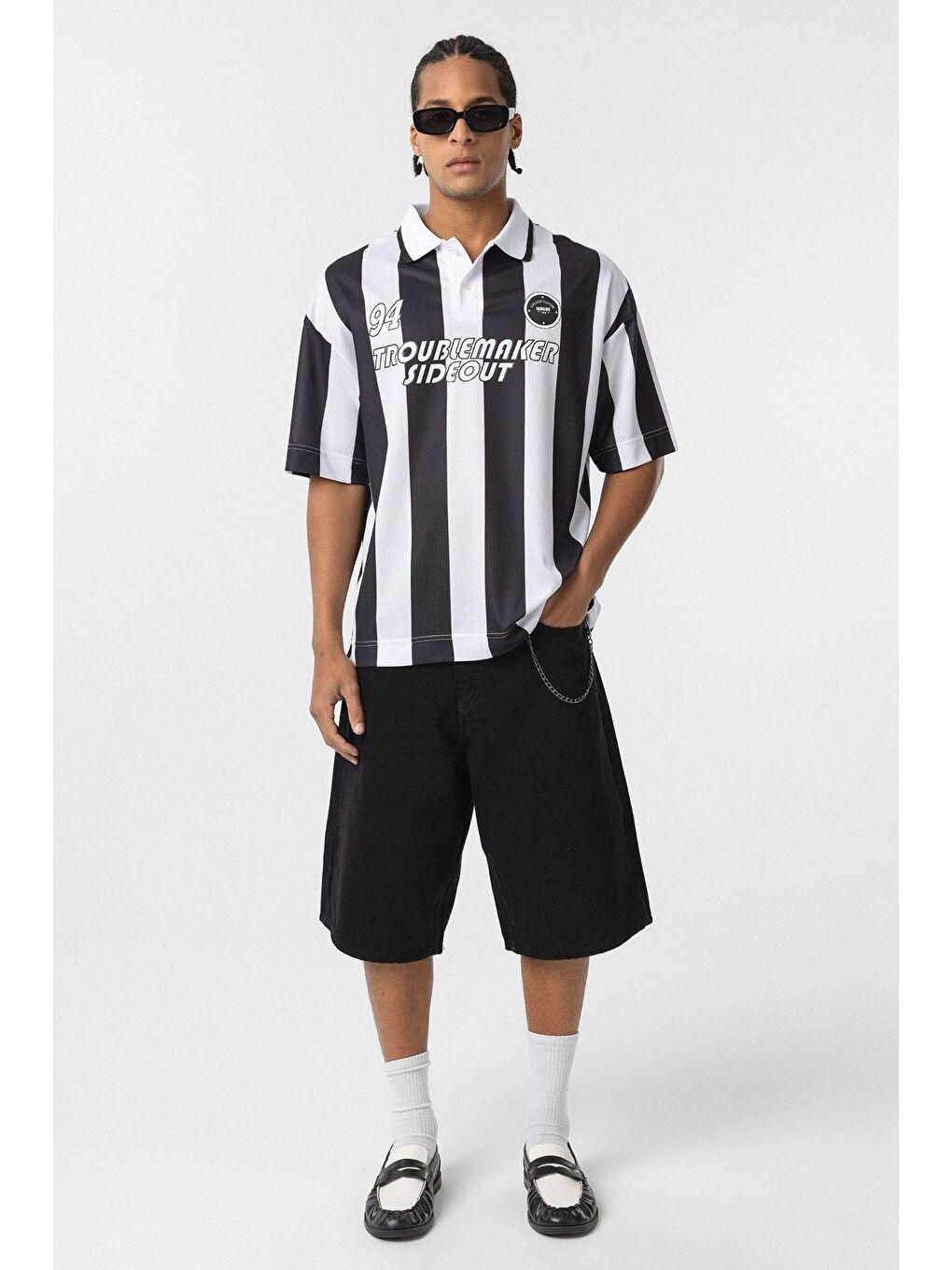 Oversize Polo Yaka Forma Tişört Siyah