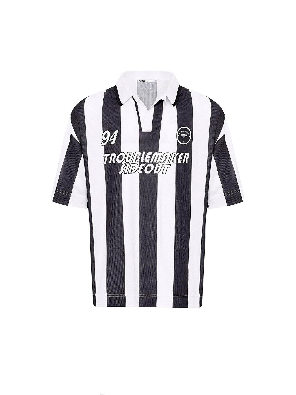 Oversize Polo Yaka Forma Tişört Siyah-1