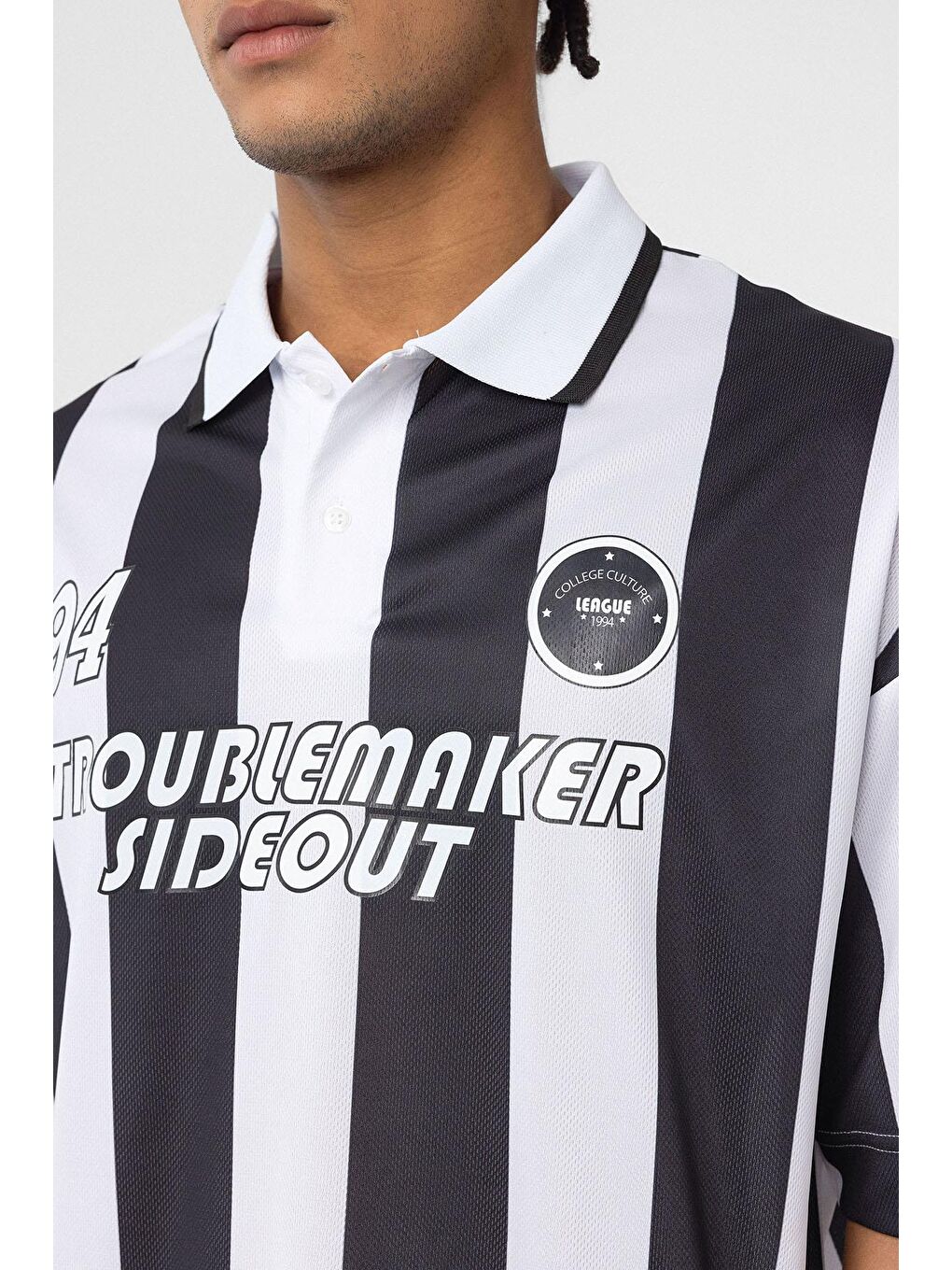 Oversize Polo Yaka Forma Tişört Siyah-4