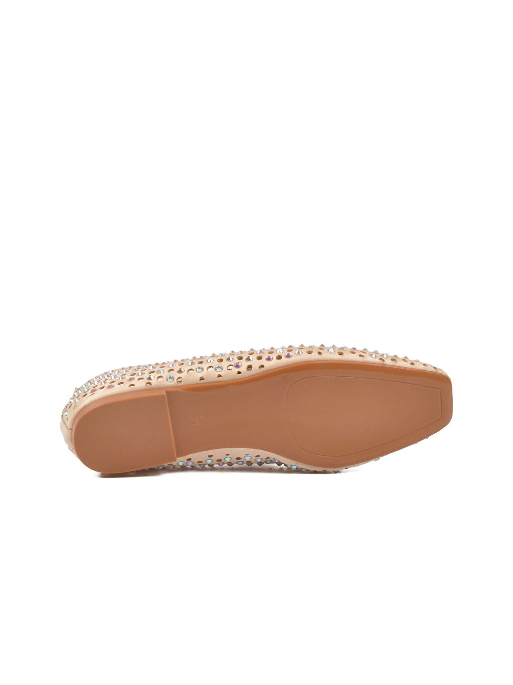 Bej Geniş Kalıp Hafif Esnek Kadın Taş İşlemeli Babet 681149 Z-4