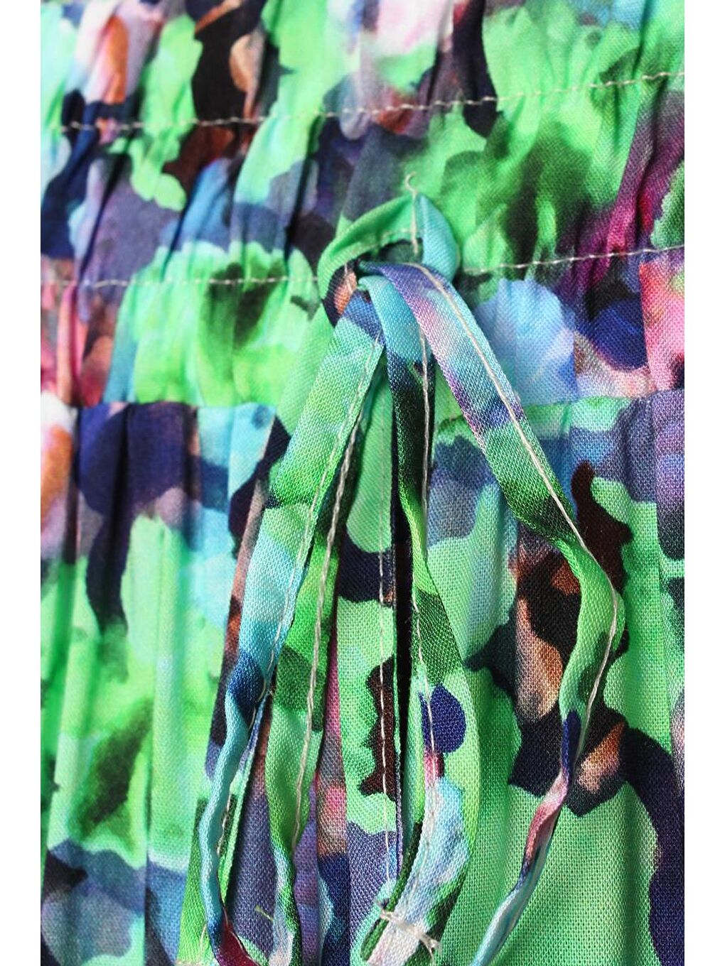 Yeşil-Pembe-Desenli Beli Lastikli Rahat Kalıp Viskon Pantolon-6