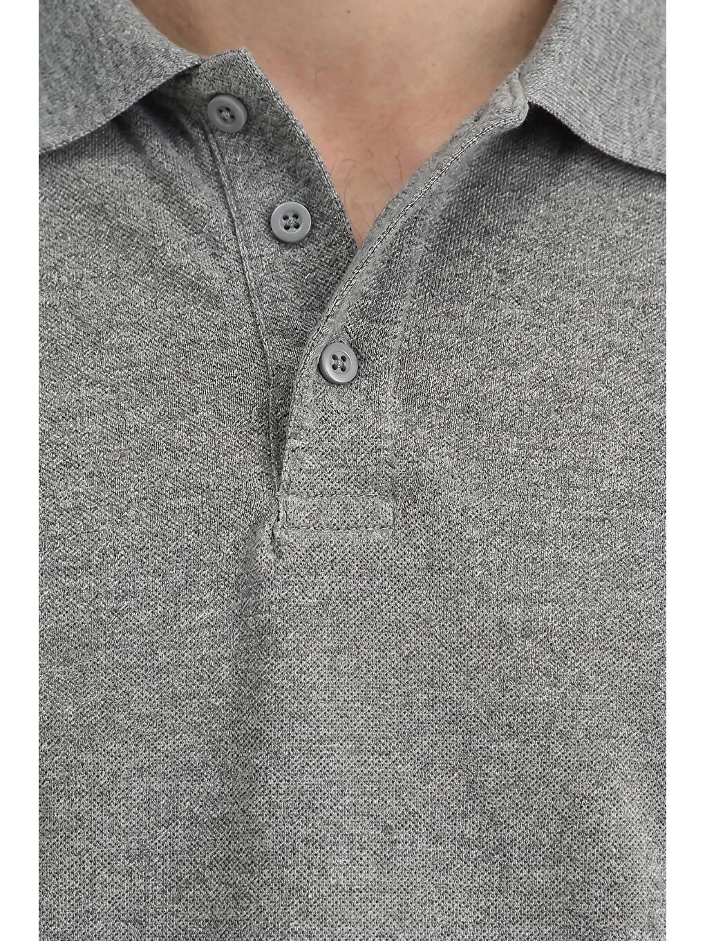 Gri Erkek Polo Yaka Regular Fit Nakışlı Pamuklu T-shirt-2