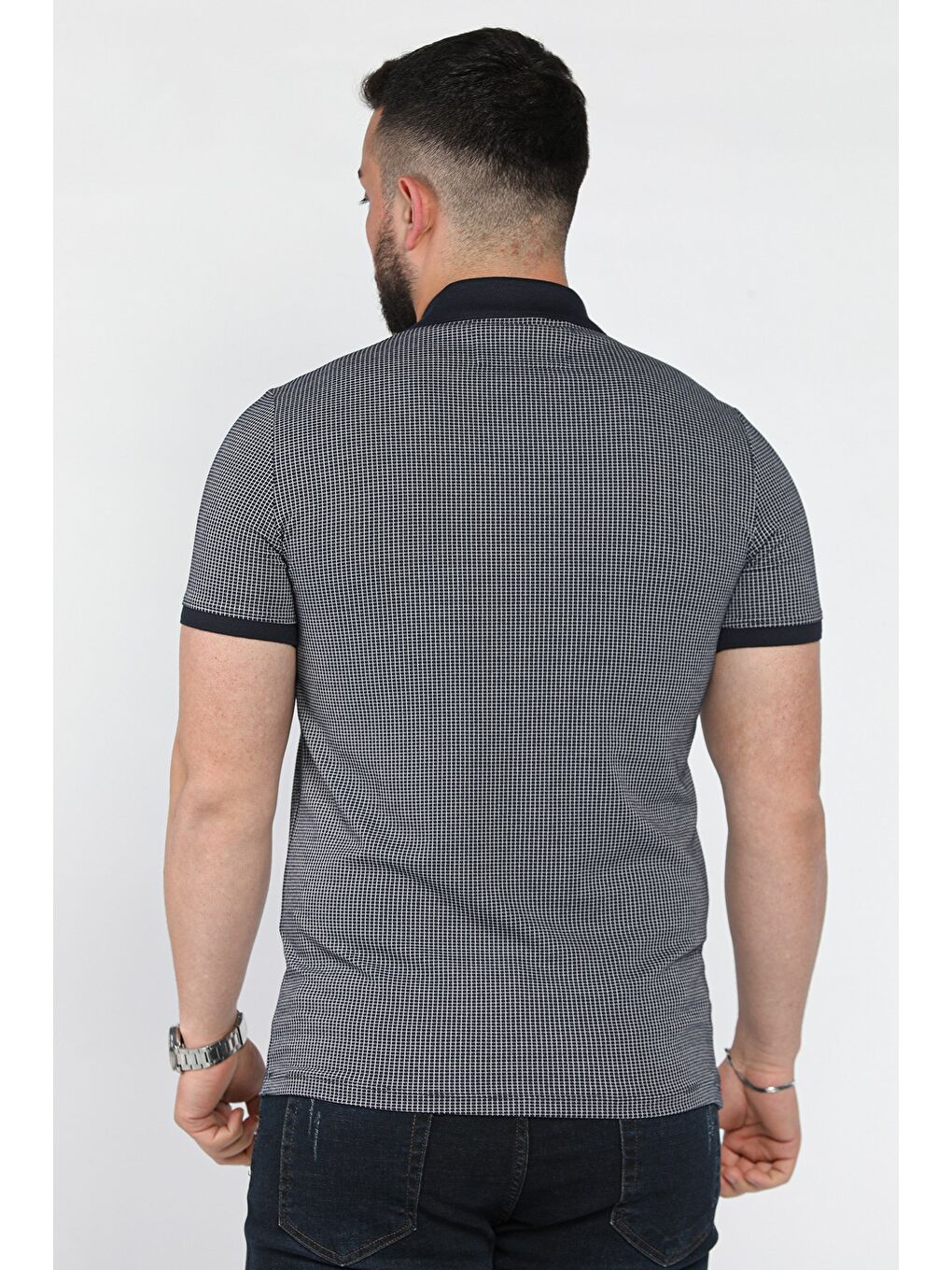 Lacivert Erkek Polo Yaka Yarım Düğmeli Tişört-2