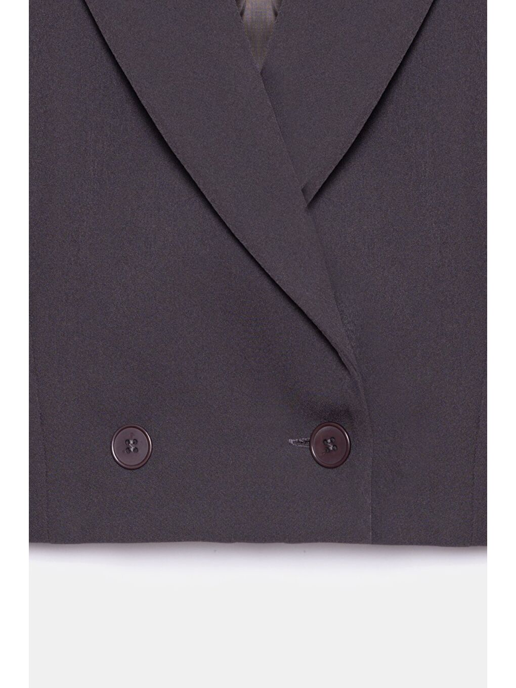 Acı Kahverengi Kadın Regular Fit Kruvaze Kapama Dokuma Crop Blazer Ceket -Şık & Spor-2