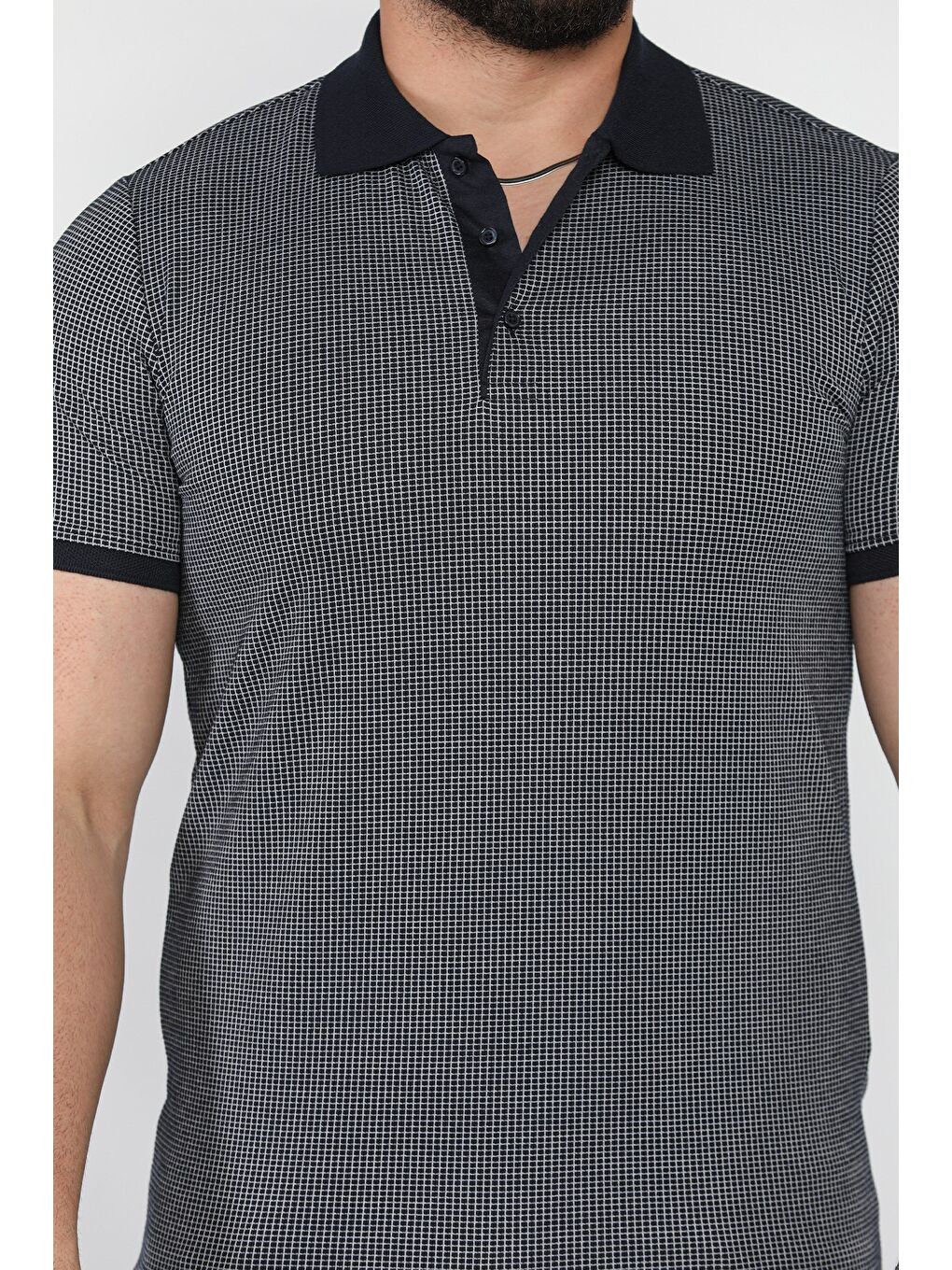 Lacivert Erkek Polo Yaka Yarım Düğmeli Tişört-3