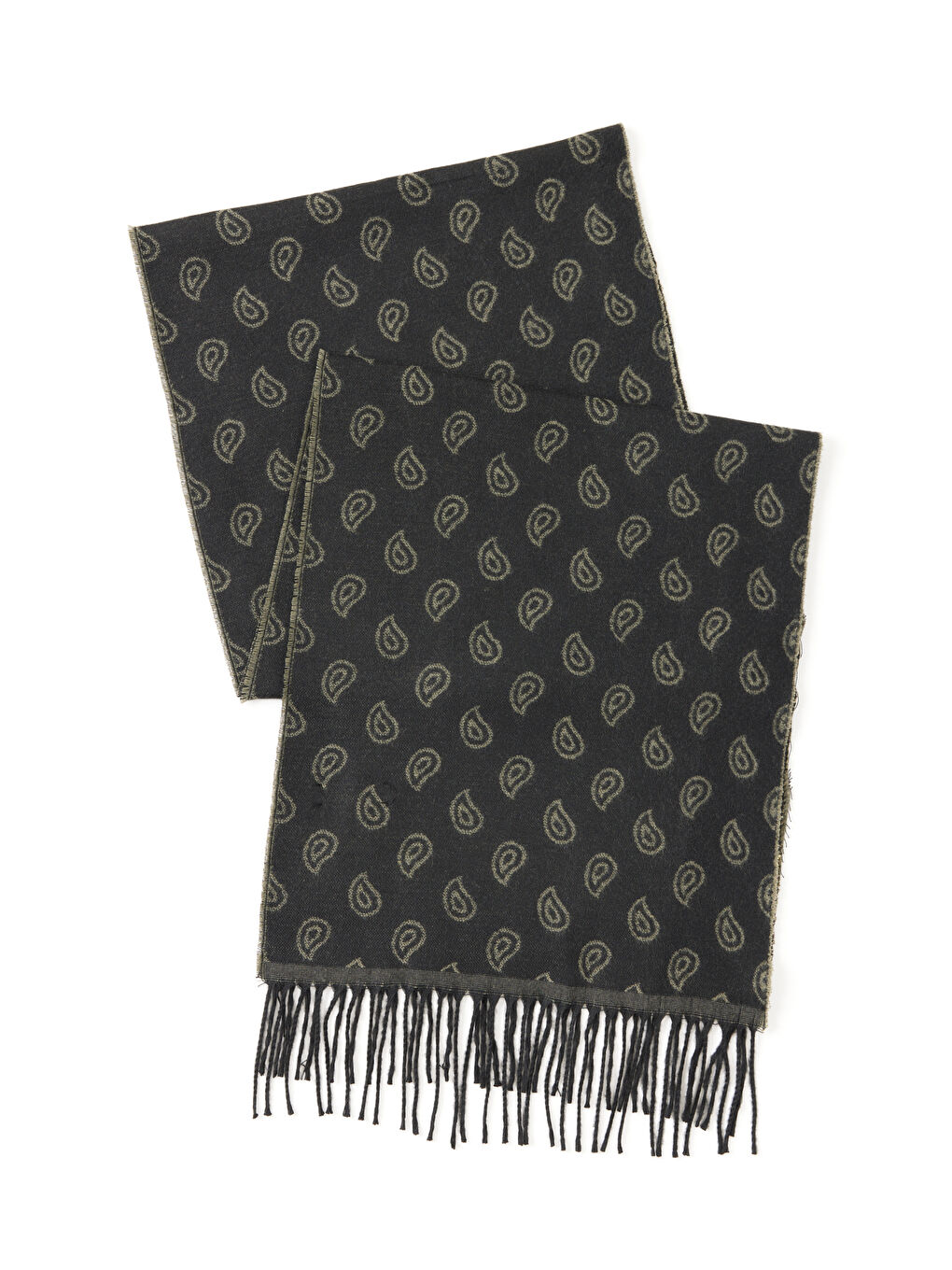 Erkek Siyah-Yeşil Desenli Atkı