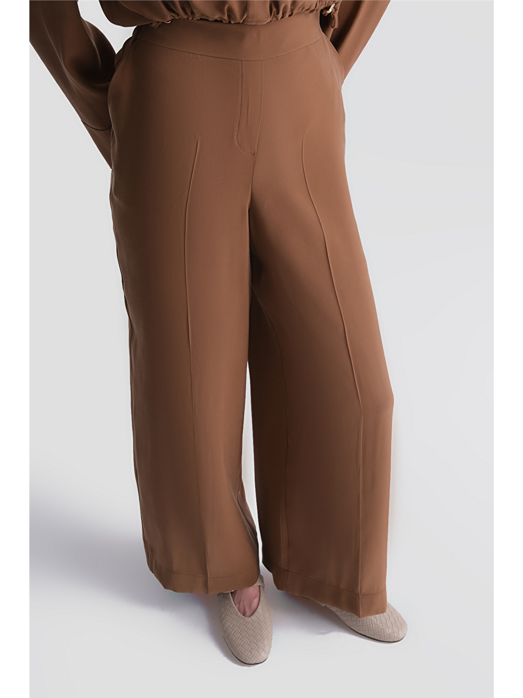 Kahverengi Beli Büzgülü Takım Camel-5